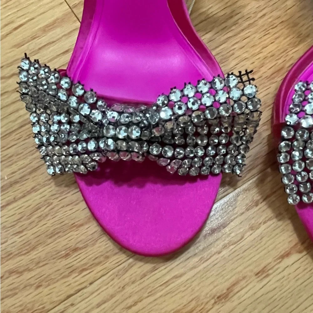 Zara Pink Rhinestone Bow Heels - Picture 12 of 12